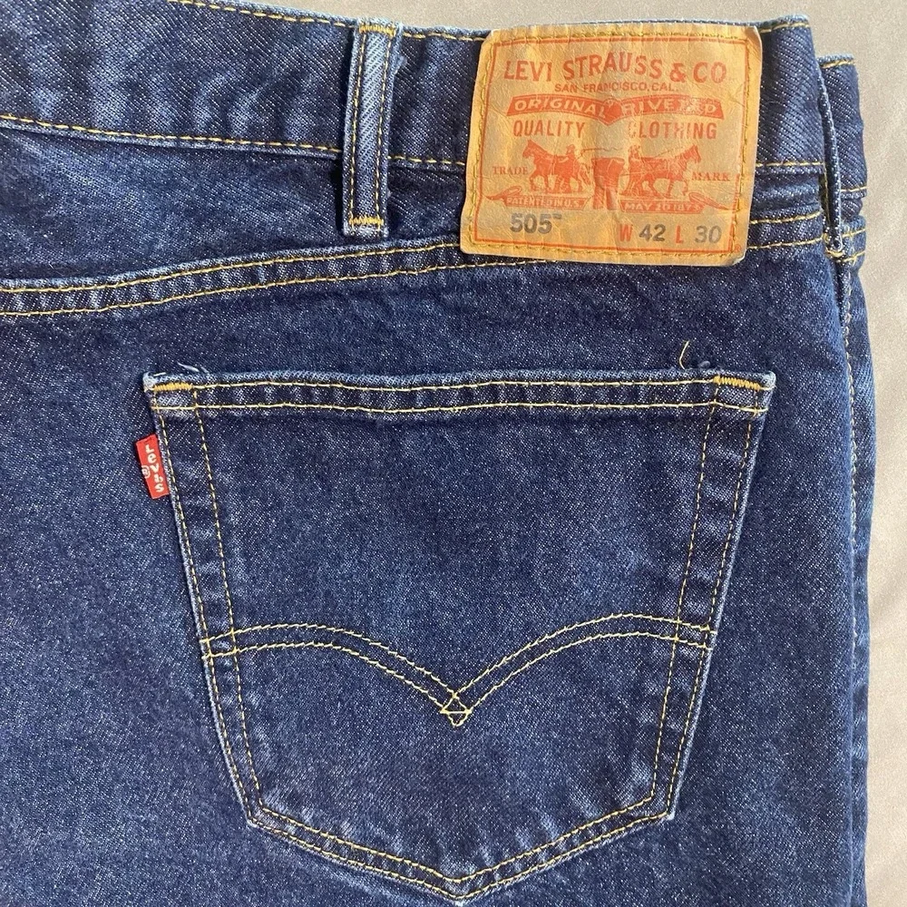 Levi's 505 Regular Fit Blue Jeans Men's W42 L30 Straight Leg Cotton Denim